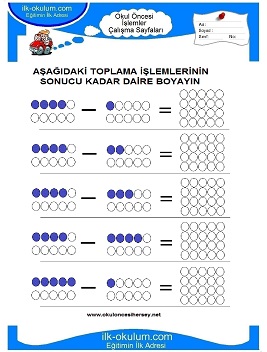 Çocuklar İçin toplam işlemi yaprak testleri 